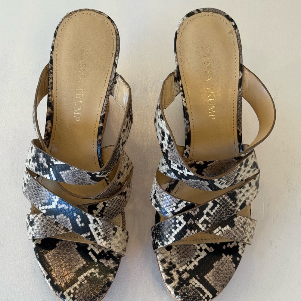 Ivanka Trump Snakeskin Wedges - Black and Brown
